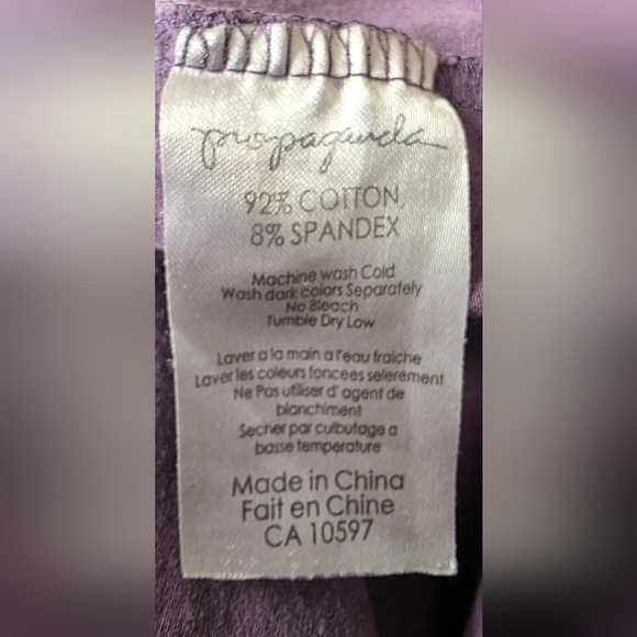 Lilac Cotton Top With Grey Trim And Ruching Lg. - Picture 10 of 12